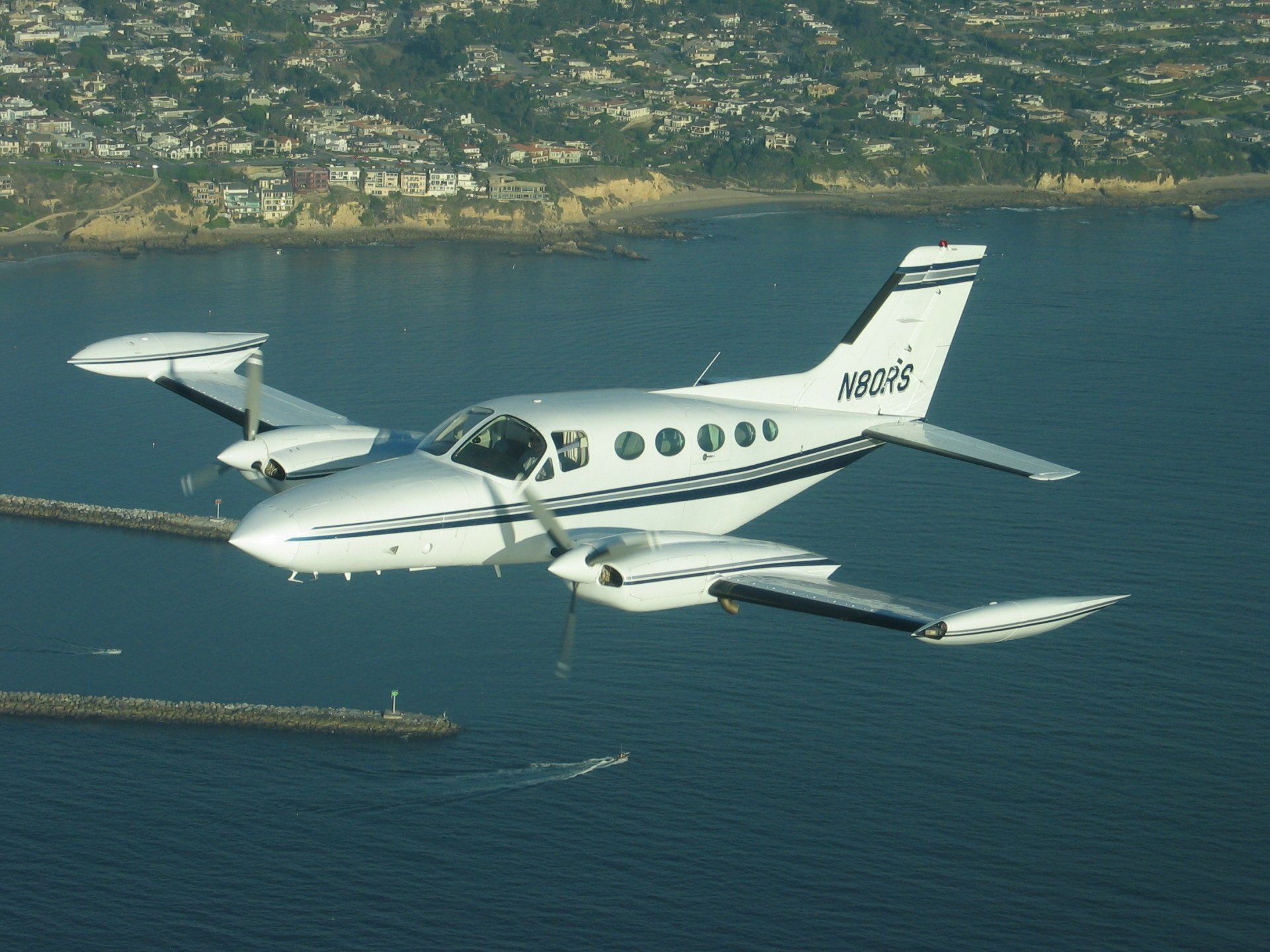 Robotow towing a Cessna 421 at the Aircraft Dynamics shop